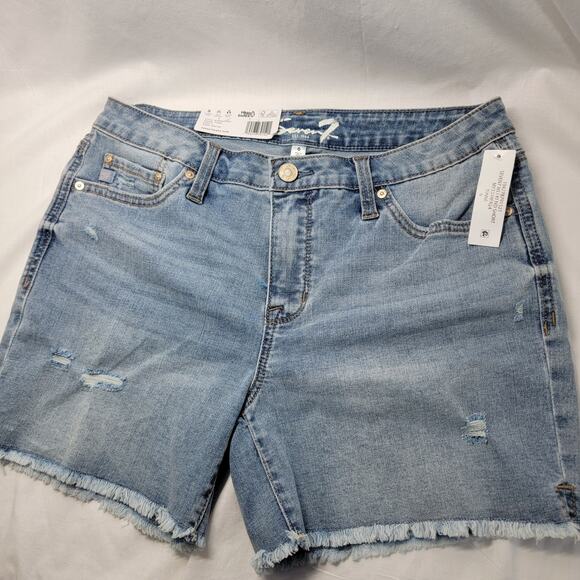 Seven Weekend Short Womens SZ 6 Midrise Light Wash 5 in Inseam NWT - Picture 3 of 10